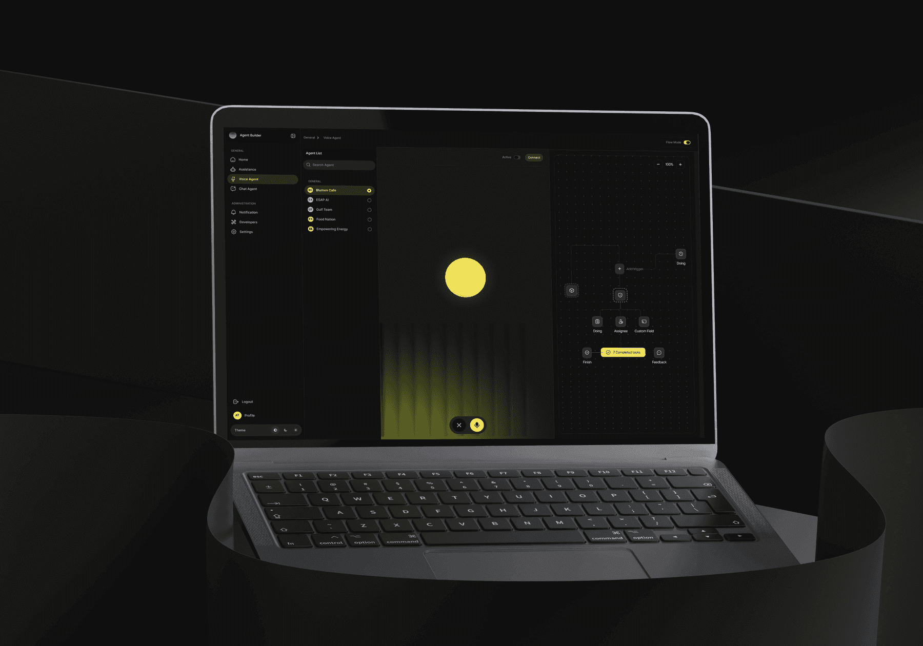 Jawib agent builder open on a laptop